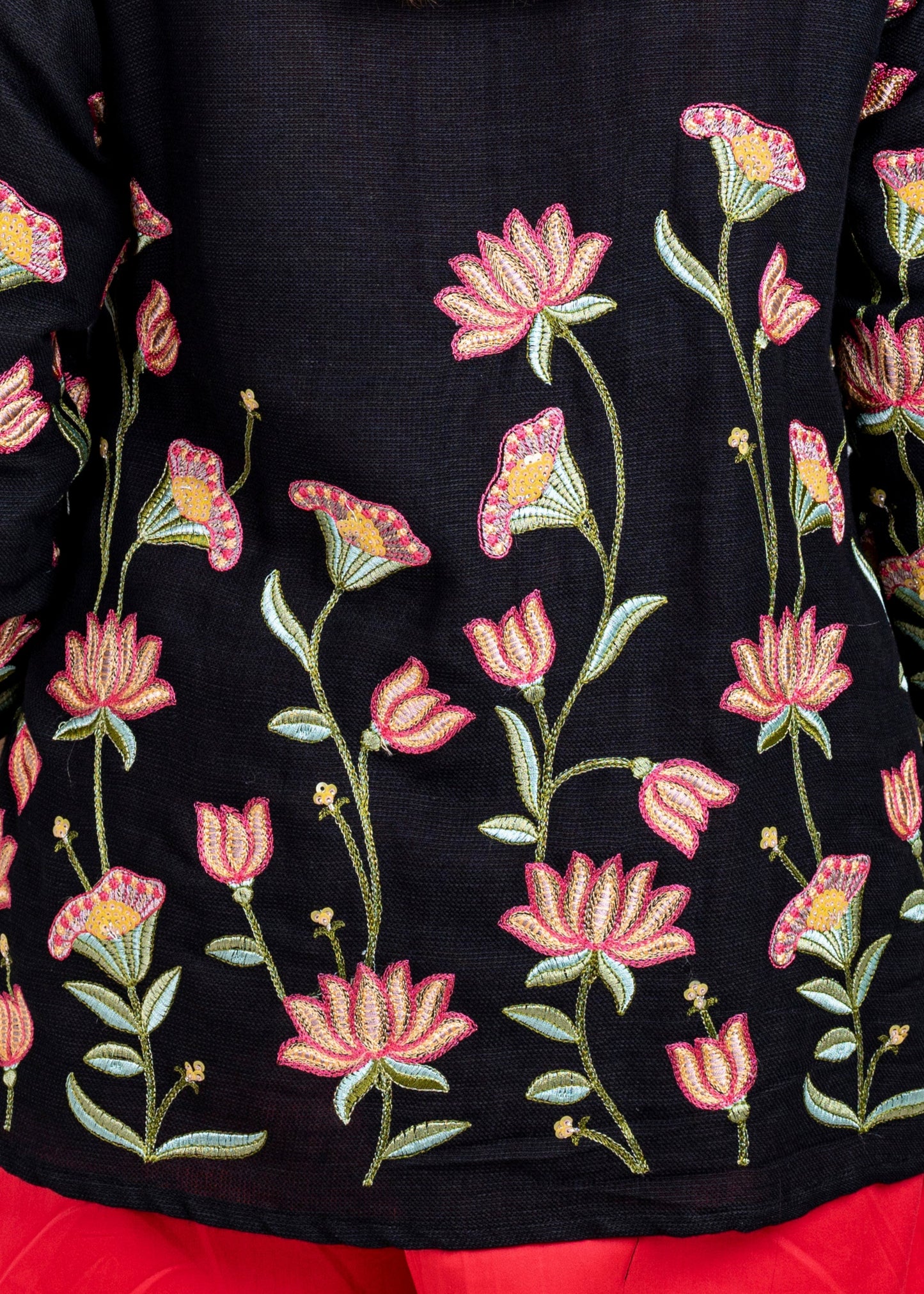 Midnight Bloom Embroidered Blazer