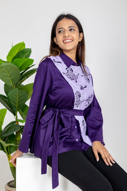 Orchid Lace Overlay Shirt