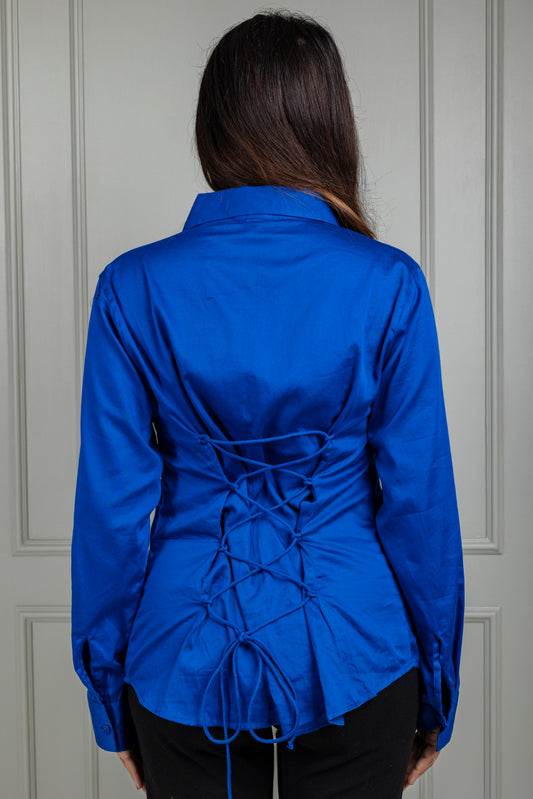Cobalt Lace-Up Back Shirt
