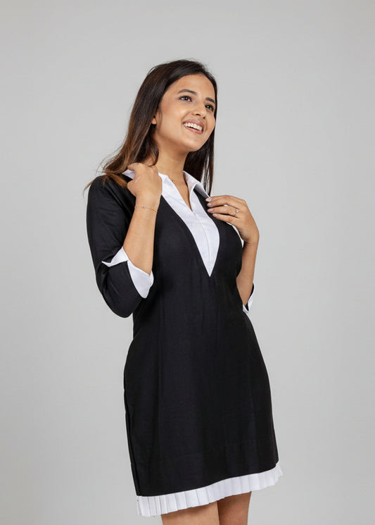 Ebony Monochrome Tie Dress