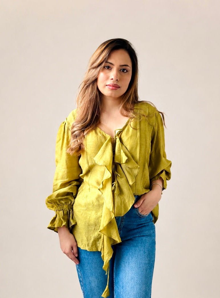 Pure Silk Ruffle Shirt