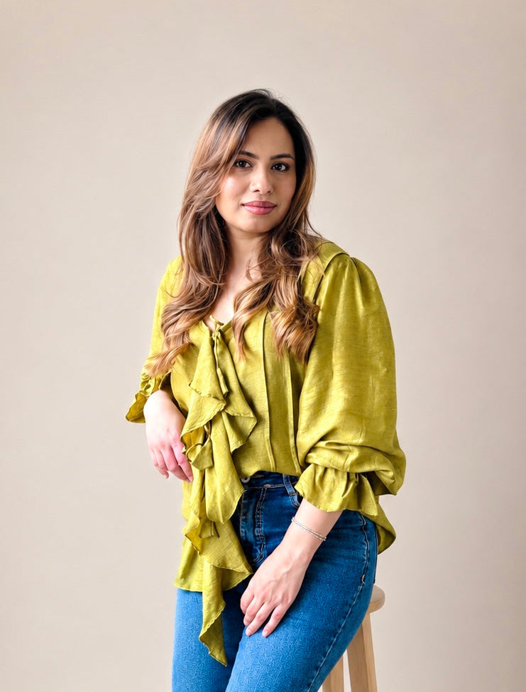 Pure Silk Ruffle Shirt