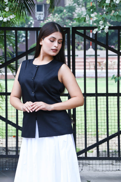 Melrose Black Buttoned Waistcoat