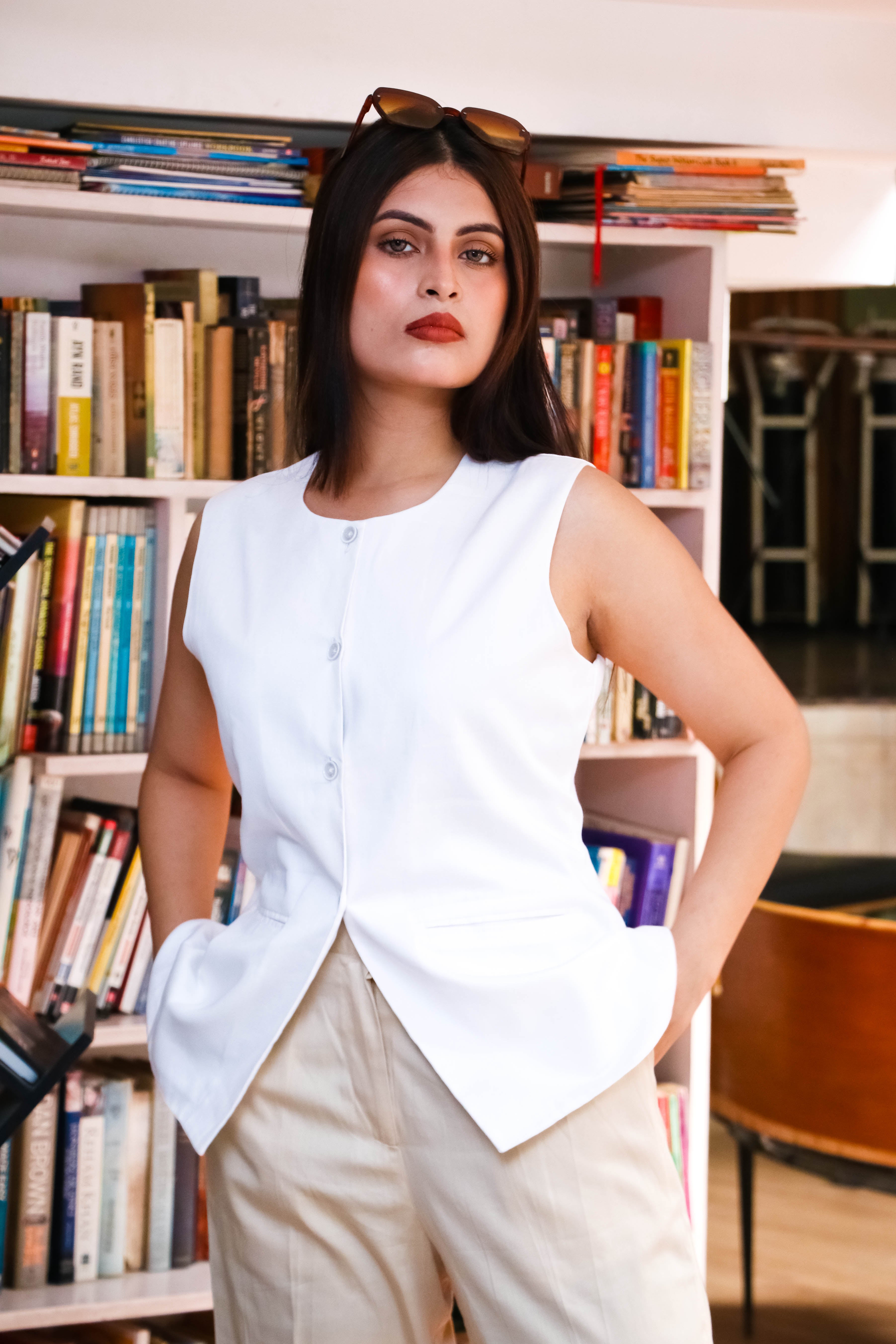 Melrose White Buttoned Waistcoat