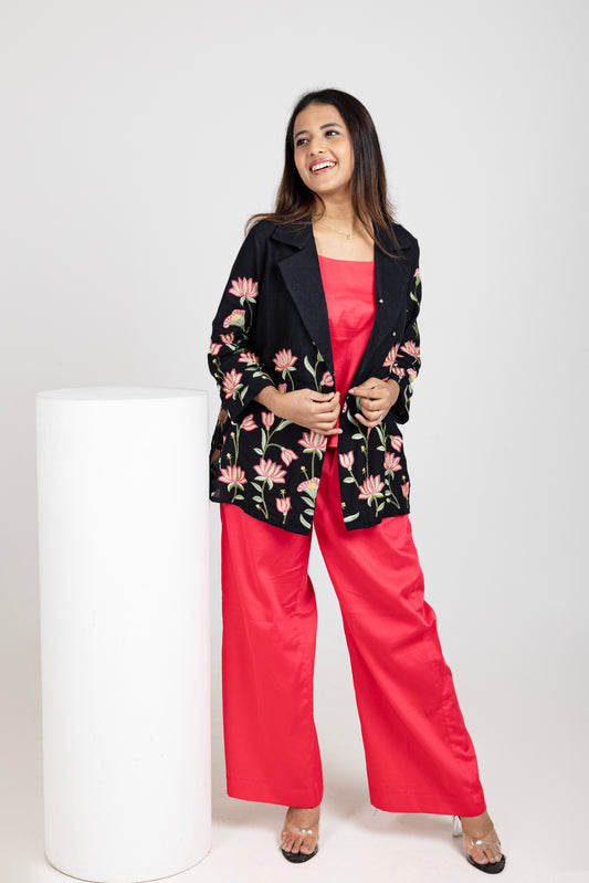 Midnight Bloom Embroidered Set