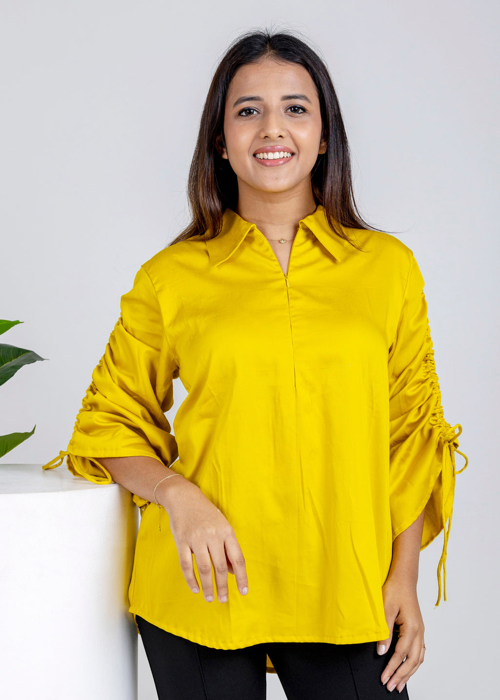 Mustard Ruched Shirt