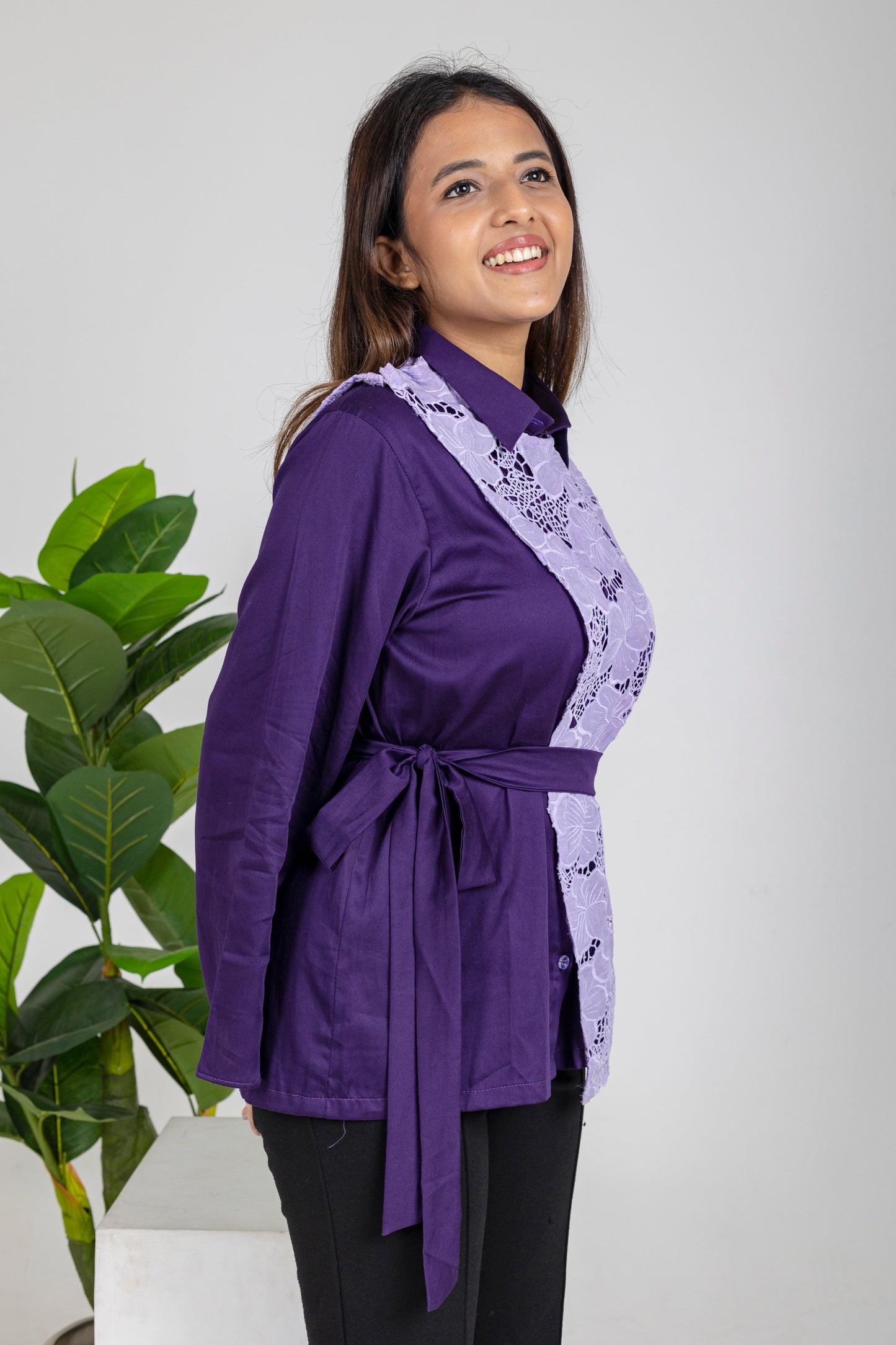 Orchid Lace Overlay Shirt