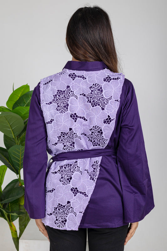 Orchid Lace Overlay Shirt